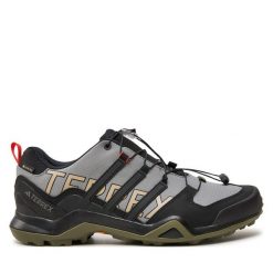 Trekkingi adidas. Szare buty trekkingowe Adidas, bez wzorów, z gore-texu, bez zapięcia. Za 479.99 zł.