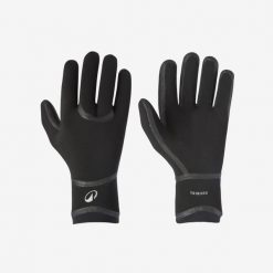 Rękawiczki surfingowe Decathlon 500 z naturalnego kauczuku 3 mm. Czarne rękawiczki Decathlon, bez wzorów, z kauczuku. Za 129.99 zł.