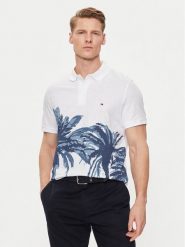 Tommy Hilfiger Polo Palm Print MW0MW34758 Biały Regular Fit. Białe koszulki polo Tommy Hilfiger, l, bez wzorów, z bawełny, bez kołnierzyka, bez ramiączek. Za 229.99 zł.