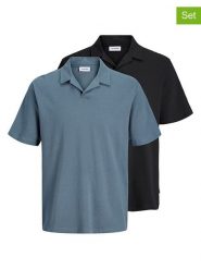 Jack & Jones Koszulki polo (2 szt.) "Devin" w kolorze niebieskim i czarnym rozmiar: XL. Czarne koszulki polo Jack & Jones, xl, bez wzorów, z bawełny, bez kołnierzyka, bez ramiączek. Za 127.35 zł.