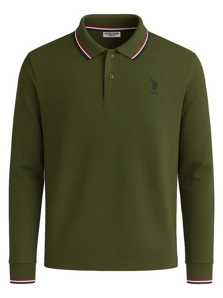U.S. Polo Assn. Koszulka polo w kolorze ciemnozielonym rozmiar: XL. Zielone koszulki polo U.S. Polo Assn., s, bez wzorów, z bawełny, bez kołnierzyka, bez ramiączek. Za 196.70 zł.