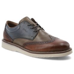 Multikolor Półbuty Rieker Stylowe Obuwie Męskie. Brązowe eleganckie półbuty Rieker, z aplikacjami, z jeansu, bez obcasa, bez zapięcia. Za 373.99 zł.