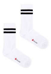 Sportowe skarpety z paskami A-HUGO, dwupak. Białe skarpetki sportowe Volcano, bez wzorów, z bawełny. Za 39.99 zł.