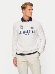 La Martina Sweter ZMS303 YW120 Écru Regular Fit. Swetry rozpinane La Martina, m, bez wzorów, z bawełny, bez kołnierzyka, bez ramiączek. Za 479.99 zł.