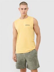 4F Tank top oversize męski - żółty S. Żółte bezrękawniki 4F, m, bez wzorów, z bawełny, bez kołnierzyka, bez ramiączek. W wyprzedaży za 29.99 zł.