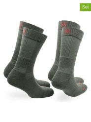 Norfolk Skarpety trekkingowe (2 pary) "Leonardo" w kolorze ciemnozielonym rozmiar: 35-38. Zielone skarpety Norfolk, bez wzorów, z materiału. Za 73.99 zł.