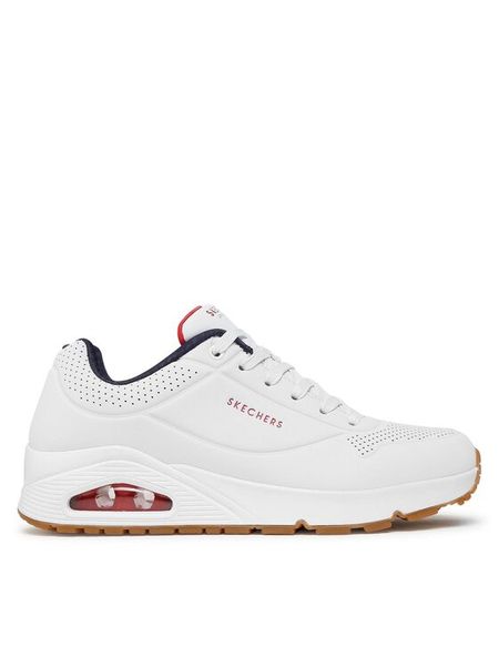 Skechers Sneakersy Uno Stand On Air 52458/WNVR Biały. Białe buty sportowe casual Skechers, bez wzorów, ze skóry, bez zapięcia. Za 268.99 zł.
