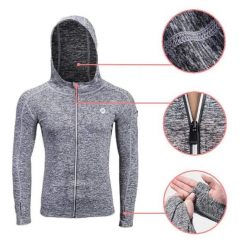 Bluza rowerowa z kapturem ROCKBROS LKW007 M. Szare bluzy z kapturem ROCKBROS, na jesień, l, bez wzorów, z materiału, z kapturem. Za 80.00 zł.