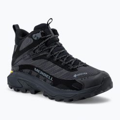 Buty turystyczne męskie Merrell Moab Speed 2 Mid GTX. Czarne buty trekkingowe Merrell, bez wzorów, bez zapięcia. Za 659.99 zł.