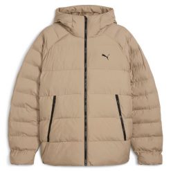 Kurtka z kapturem Puma Mono. Brązowe kurtki Puma, bez wzorów, z kapturem, do biegania. W wyprzedaży za 551.50 zł.