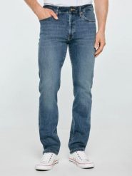 Jeansy męskie dopasowane niebieskie terry high waist 465. Niebieskie spodnie materiałowe BIG STAR, na co dzień, l, bez wzorów, z denimu, klasyczne, z podwyższonym stanem. Za 329.99 zł.
