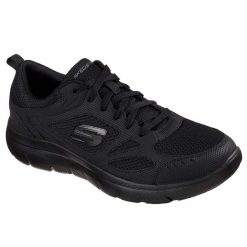 Skechers Summits-South Rim, męskie buty treningowe, Czarne. Czarne buty treningowe Skechers, bez wzorów, z materiału, trekkingowe. Za 249.99 zł.