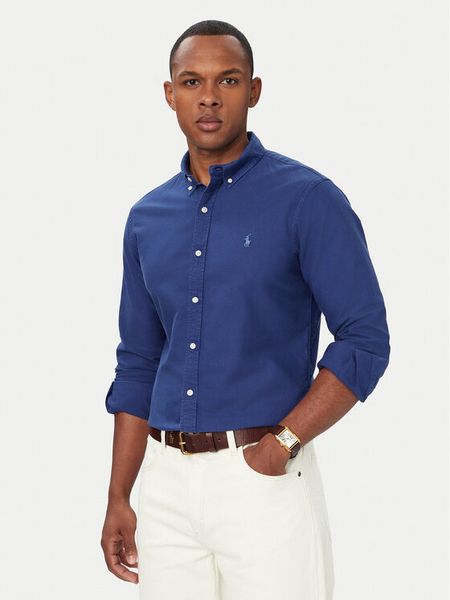 Polo Ralph Lauren Koszula 710804257507 Niebieski Regular Fit. Niebieskie koszule Polo Ralph Lauren, m, bez wzorów, z bawełny, bez kołnierzyka, bez ramiączek. Za 689.99 zł.