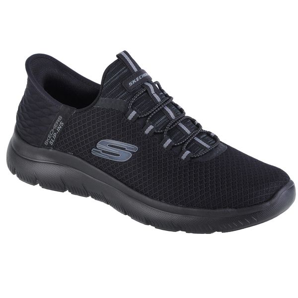 Buty sportowe Sneakersy męskie, Skechers Summits - High Range Slip-Ins. Czarne buty sportowe casual Skechers, bez wzorów, z gumy, bez zapięcia. Za 299.99 zł.