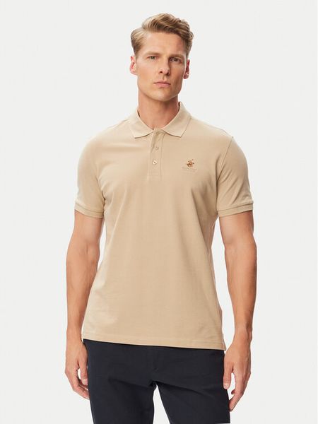 Beverly Hills Polo Club Polo P-SS26M-P450124 Beżowy Regular Fit. Brązowe koszulki polo Beverly Hills Polo Club, m, bez wzorów, z bawełny, bez kołnierzyka, bez ramiączek. Za 229.99 zł.