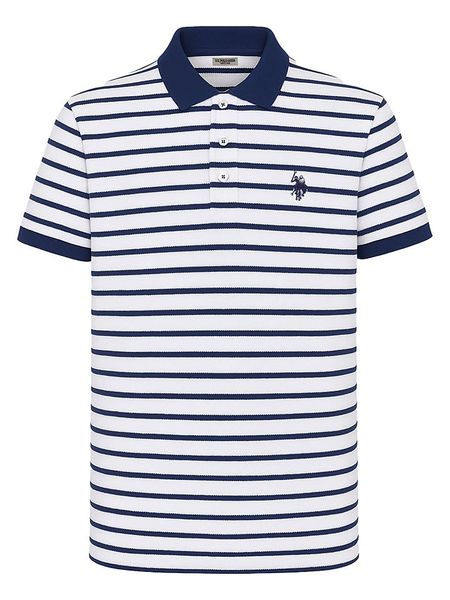 U.S. Polo Assn. Koszulka polo w kolorze biało-granatowym rozmiar: 3XL. Białe koszulki polo U.S. Polo Assn., s, bez wzorów, z bawełny, bez kołnierzyka, bez ramiączek. Za 164.79 zł.