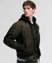 Superdry Kurtka Bomber Hooded MA1 z recyklingowanego nylonu – Surplus Goods. Zielone kurtki Superdry, s, z aplikacjami, z materiału, bez kaptura. Za 384.00 zł.