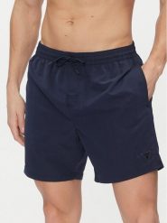 Guess Szorty kąpielowe F4GT01 WG282 Granatowy Regular Fit. Niebieskie kąpielówki Guess, l, z aplikacjami, z syntetyku. Za 139.99 zł.
