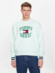 Tommy Jeans Bluza Boxy Arched Logo DM0DM16375 Zielony Boxy Fit. Zielone bluzy Tommy Jeans, m, bez wzorów, z bawełny, bez kaptura. Za 449.99 zł.
