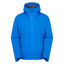 Kurtka przeciwdeszczowa męska Rab Downpour Light Jacket z kapturem. Niebieskie kurtki RAB, m, bez wzorów, z kapturem. Za 539.99 zł.