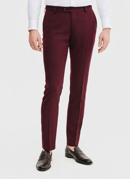 PAKO LORENTE – Spodnie garniturowe w kolorze bordowym. Czerwone eleganckie spodnie Pako Lorente, na co dzień, m, bez wzorów, z elastanu. Za 299.99 zł.