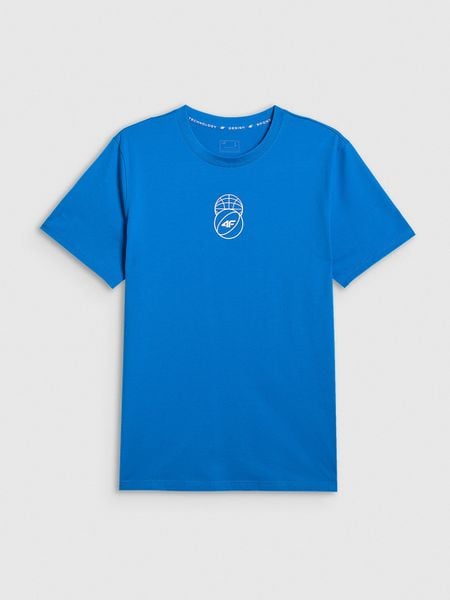 4F T-shirt regular z nadrukiem męski - niebieski 3XL. Niebieskie t-shirty 4F, m, bez wzorów, z bawełny, bez kołnierzyka, bez ramiączek. Za 59.99 zł.