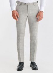 PAKO LORENTE – Szare spodnie garniturowe w kratkę. Szare garnitury Pako Lorente, m, bez wzorów, z elastanu. Za 599.99 zł.