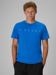 4F T-shirt regular z nadrukiem męski - niebieski XXL. Niebieskie t-shirty 4F, m, bez wzorów, z bawełny, bez kołnierzyka, bez ramiączek. Za 59.99 zł.