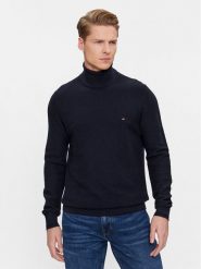 Tommy Hilfiger Golf MW0MW33453 Granatowy Regular Fit. Niebieskie golfy Tommy Hilfiger, m, bez wzorów, z bawełny, bez kołnierzyka, bez ramiączek. Za 339.99 zł.