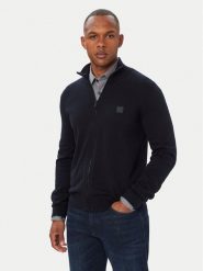 BOSS Kardigan Kanozip_S 50543692 Granatowy Regular Fit. Niebieskie swetry rozpinane Boss, m, bez wzorów, z bawełny, bez kołnierzyka, bez ramiączek. Za 679.99 zł.