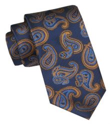 Angelo di Monti - Krawat Męski - Granatowy w Duże Paisley. Niebieskie krawaty i muchy Angelo di Monti, bez wzorów, z tkaniny. Za 45.00 zł.