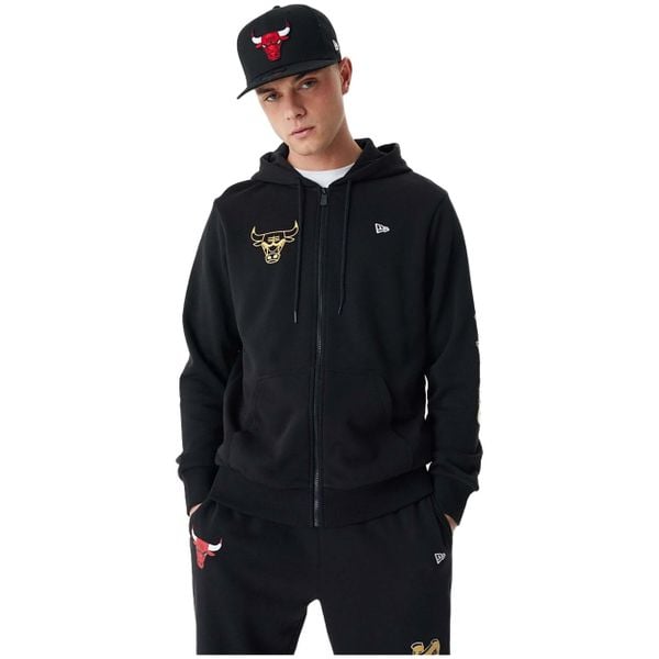Bluza męska New Era Team Script FZ Hoody Chicago Bulls. Czarne bluzy New Era, l, bez wzorów, bez kaptura. W wyprzedaży za 271.25 zł.
