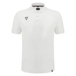 Polo Macron Athleisure SCE Lindos. Białe koszulki polo sportowe Macron, bez wzorów, bez ramiączek. Za 268.50 zł.