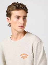 MESKA BLUZA WRANGLER SMALL LOGO CREW OAT MELEE 112364090. Bluzy Wrangler, m, bez wzorów, bez kaptura. Za 159.99 zł.