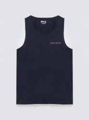 Koszulka męska bez rękawów granatowa Soner 403. Niebieskie bezrękawniki BIG STAR, l, bez wzorów, z dzianiny, bez kołnierzyka, bez ramiączek. Za 79.99 zł.