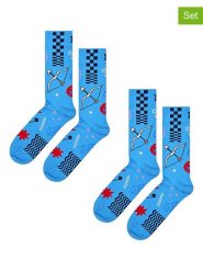 Happy Socks Skarpety (2 pary) w kolorze błękitnym rozmiar: 36-40. Niebieskie skarpety Happy Socks, bez wzorów. Za 52.99 zł.