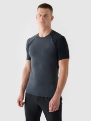 4F Koszulka do biegania szybkoschnąca męska - czarna XL. Czarne t-shirty 4F, m, bez wzorów, z dzianiny, bez kołnierzyka, bez ramiączek. W wyprzedaży za 59.99 zł.