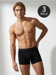 Bawełniane bokserki long 3 pack - czarny. Czarne bokserki Sinsay, l, bez wzorów, z bawełny. Za 29.99 zł.