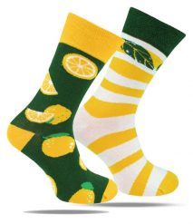 Skarpetki Bawełniane - Tematyczne - Asymetryczne, Cytrynowe. Żółte skarpety His Story, bez wzorów, z bawełny. Za 29.99 zł.
