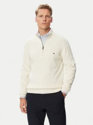 Tommy Hilfiger Sweter Classic MW0MW36532 Kremowy Regular Fit. Białe swetry rozpinane Tommy Hilfiger, l, bez wzorów, z bawełny, bez kołnierzyka, bez ramiączek. Za 649.99 zł.