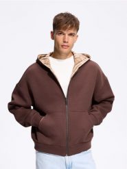 Rozpinana bluza z kapturem - brązowy. Brązowe bluzy z kapturem Reserved, l, bez wzorów, z bawełny, z kapturem. Za 159.99 zł.