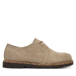 Półbuty Birkenstock. Brązowe eleganckie półbuty Birkenstock, bez wzorów, bez obcasa, bez zapięcia. Za 599.99 zł.