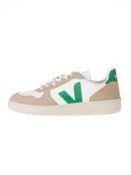 Veja Skórzane sneakersy "V 10" w kolorze biało-beżowo-zielonym rozmiar: 44. Białe buty sportowe casual Veja, bez wzorów, bez zapięcia. Za 566.95 zł.