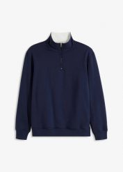 Bluza termiczna ze stójką, na ciepłej podszewce. Niebieskie bluzy bonprix, l, bez wzorów, bez kaptura. Za 149.99 zł.