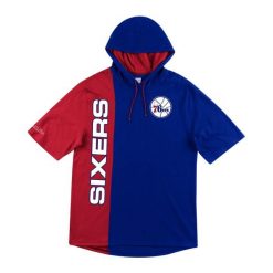 Bluza z kapturem z krótkim rękawem Philadelphia 76ers split. Czerwone bluzy z kapturem Mitchell & Ness, bez wzorów, z kapturem. Za 318.00 zł.