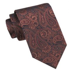 Klasyczny, Męski Krawat - Szeroki - Chattier - Kolor Ciemnomiedziany, Paisley. Krawaty i muchy Chattier, bez wzorów, z tkaniny. Za 49.00 zł.