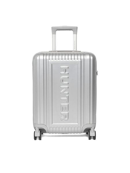Hunter Walizka kabinowa CEO-HUNTER-S-002-08-SILVER Srebrny. Szare walizki Hunter, bez wzorów, z tworzywa sztucznego. Za 299.99 zł.