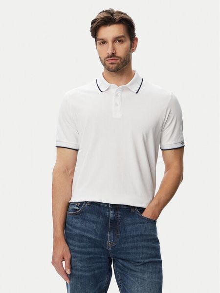 Guess Polo M6YP28 K4475 Biały Slim Fit. Białe koszulki polo Guess, m, z aplikacjami, z bawełny, bez kołnierzyka, bez ramiączek. Za 294.99 zł.