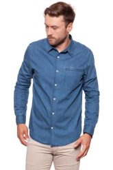KOSZULA JEANSOWA MĘSKA LEE RIDER SHIRT L67DPGQU. Niebieskie koszule Lee, l, bez wzorów, z jeansu, bez kołnierzyka, bez ramiączek. W wyprzedaży za 59.99 zł.