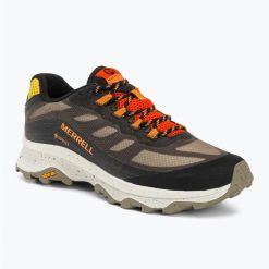 Buty turystyczne męskie Merrell Moab Speed GTX. Czarne buty trekkingowe Merrell, bez wzorów, bez zapięcia, trekkingowe. Za 489.99 zł.
